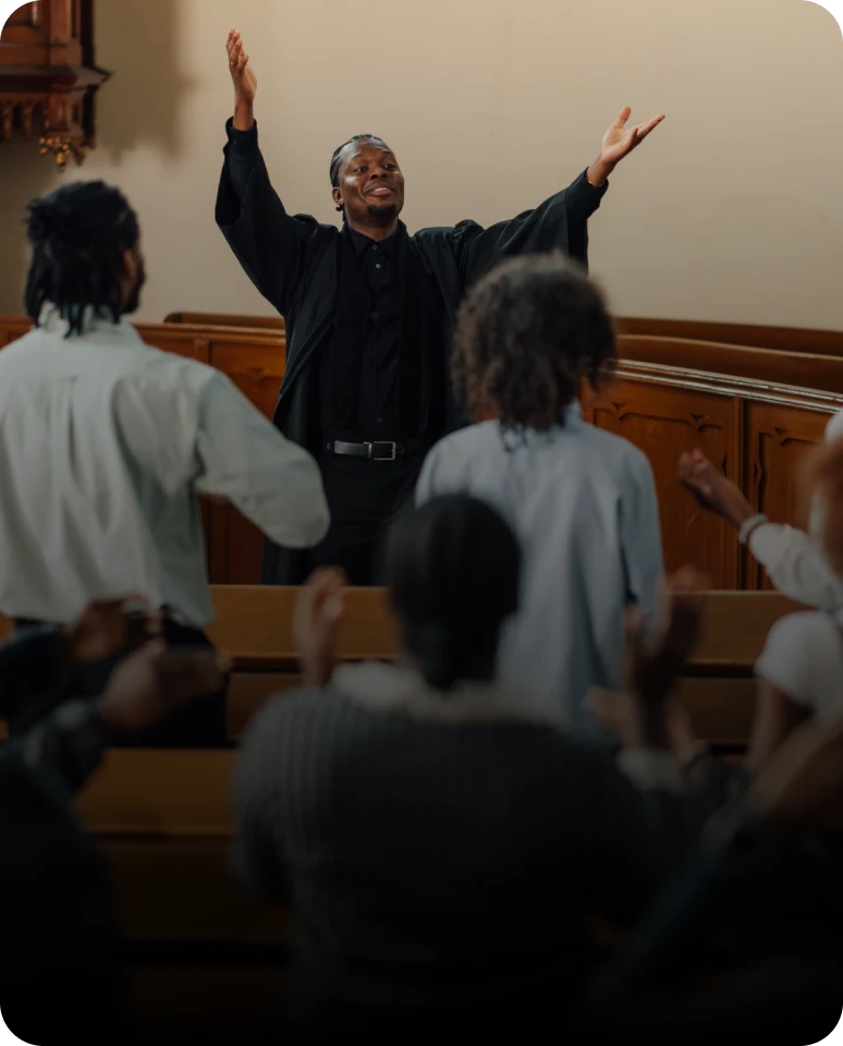 Person leading a congregation in prayer